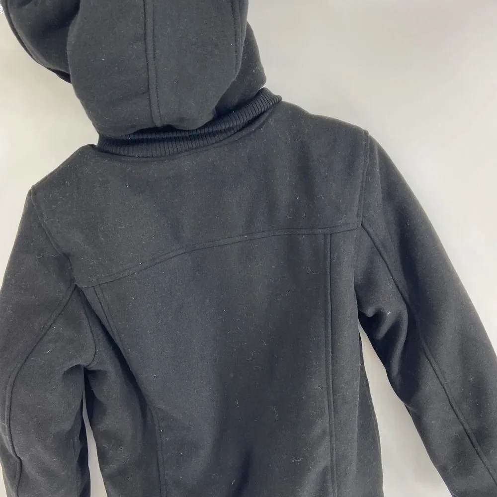 urban republic black full zip hooded winter jacket  faux sherpa Youth L NWT